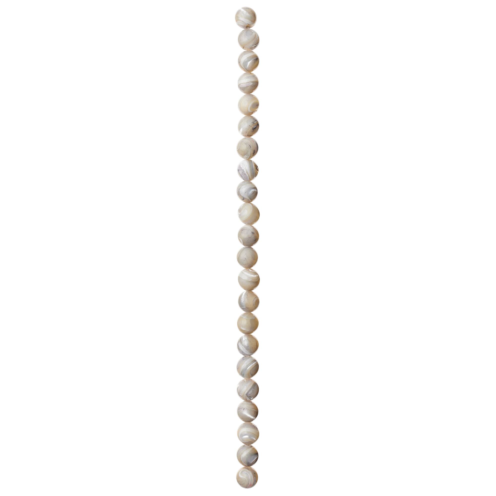 7mm Light Gray Mother of Pearl Round Beads by Bead Landing™